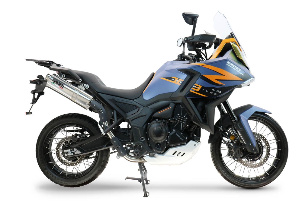 GPR escape compatible con  Zontes 703 F 2025-2026, Trioval, Escape legal, homologado, silenciador con db killer desmontable y tubo de conexión específico 